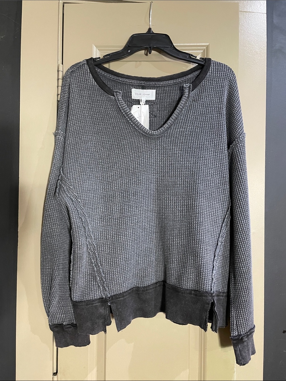 Dear John Gray Waffle Knit Pullover Sweater